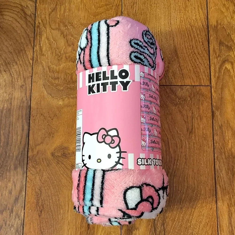 HELLO KITTY Printed Silk Touch Throw Blanket NWT Pink Bows 40x50